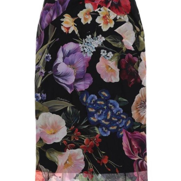 NWT Dolce & Gabbana Floral Midi Skirt size 44 - Picture 2 of 9